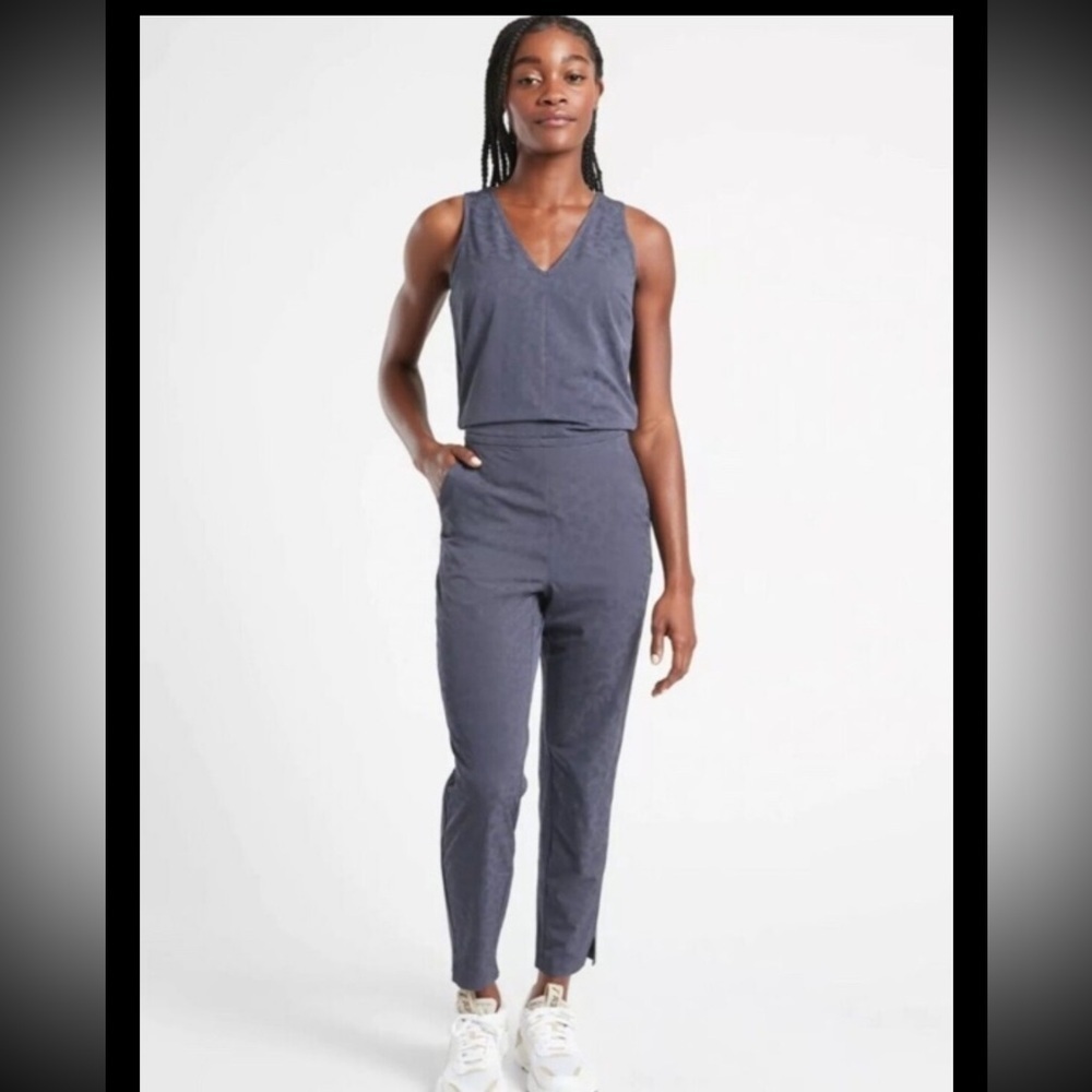 ATHLETA Brooklyn Textured Jumpsuit-Medieval Violet Size 16 Retail $129 D-7